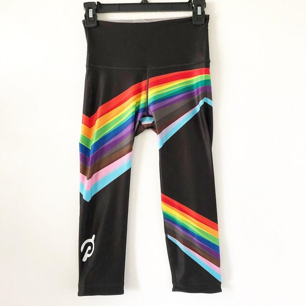Peloton WITH Womens Small Pride Flag Noir High Waist Capris Cycling Tights